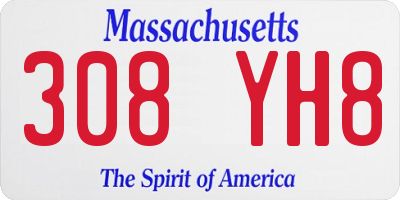 MA license plate 308YH8