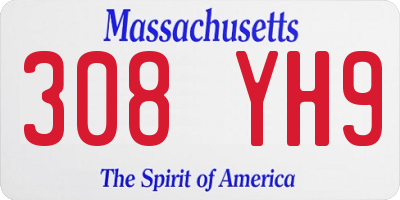 MA license plate 308YH9