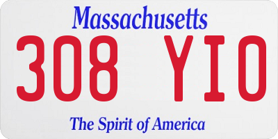 MA license plate 308YI0