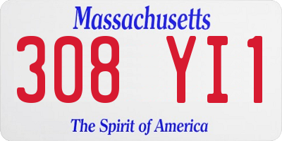 MA license plate 308YI1