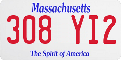 MA license plate 308YI2