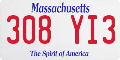 MA license plate 308YI3