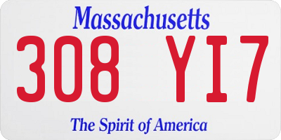 MA license plate 308YI7