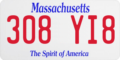 MA license plate 308YI8