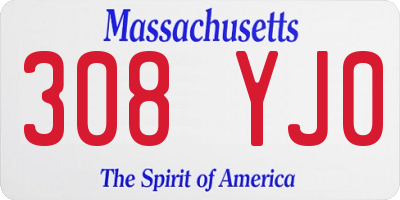 MA license plate 308YJ0