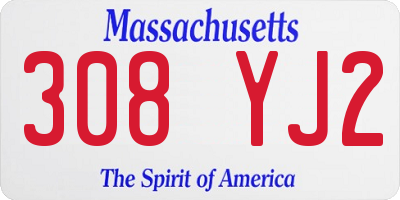 MA license plate 308YJ2