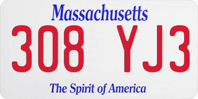 MA license plate 308YJ3
