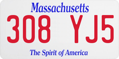 MA license plate 308YJ5