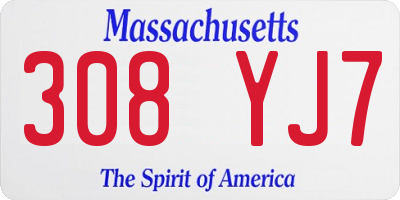MA license plate 308YJ7