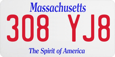 MA license plate 308YJ8