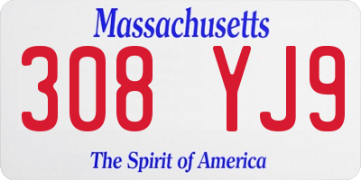 MA license plate 308YJ9