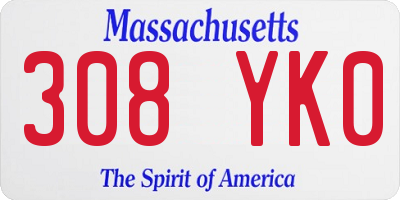 MA license plate 308YK0