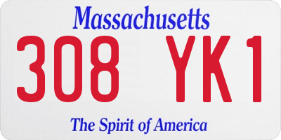 MA license plate 308YK1