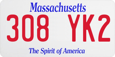 MA license plate 308YK2