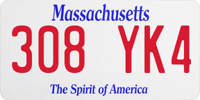 MA license plate 308YK4