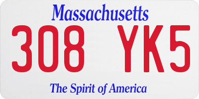 MA license plate 308YK5