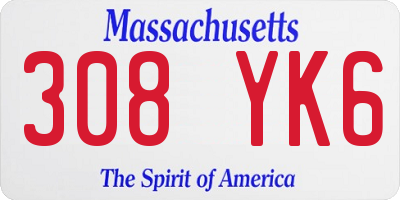 MA license plate 308YK6