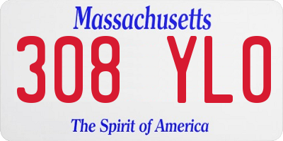 MA license plate 308YL0