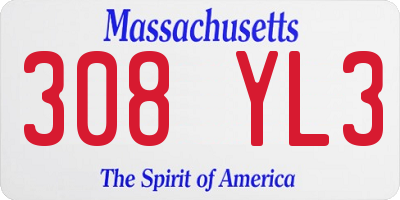 MA license plate 308YL3