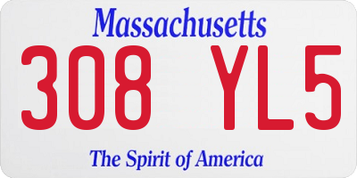 MA license plate 308YL5