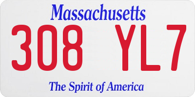 MA license plate 308YL7