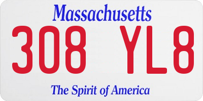 MA license plate 308YL8