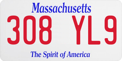 MA license plate 308YL9