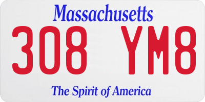 MA license plate 308YM8