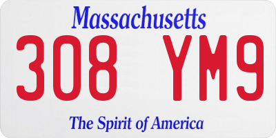 MA license plate 308YM9