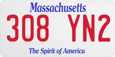 MA license plate 308YN2