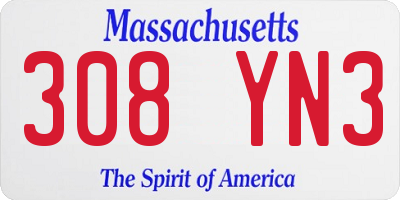 MA license plate 308YN3