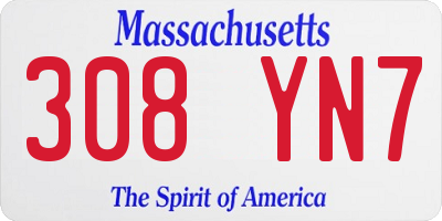 MA license plate 308YN7