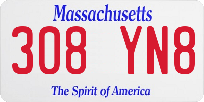 MA license plate 308YN8