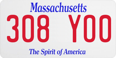 MA license plate 308YO0