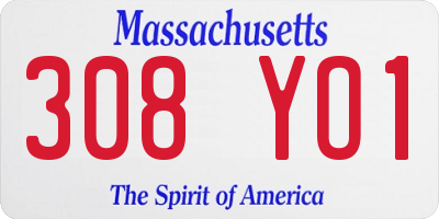 MA license plate 308YO1