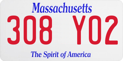 MA license plate 308YO2