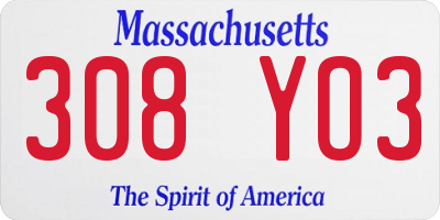 MA license plate 308YO3