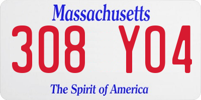 MA license plate 308YO4