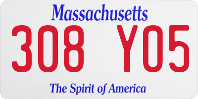 MA license plate 308YO5