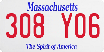 MA license plate 308YO6