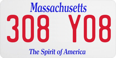 MA license plate 308YO8