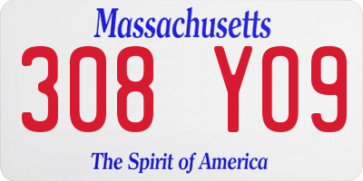 MA license plate 308YO9