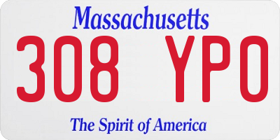 MA license plate 308YP0