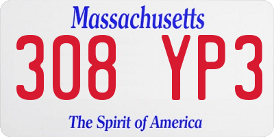 MA license plate 308YP3