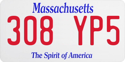 MA license plate 308YP5
