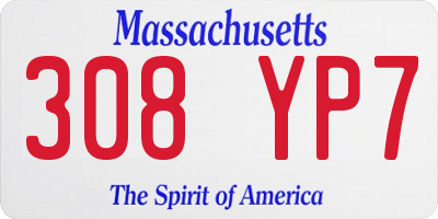 MA license plate 308YP7