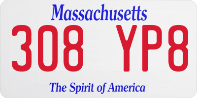 MA license plate 308YP8