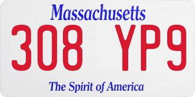 MA license plate 308YP9