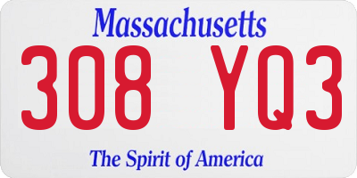 MA license plate 308YQ3