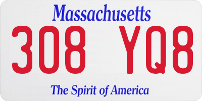 MA license plate 308YQ8